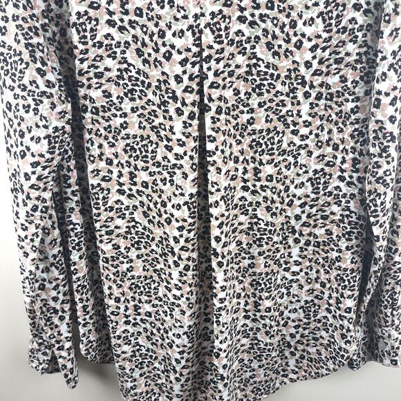 Velvet Heart Button Down Shirt Women M White Mauve Black Long Sleeve Collared - Picture 4 of 12